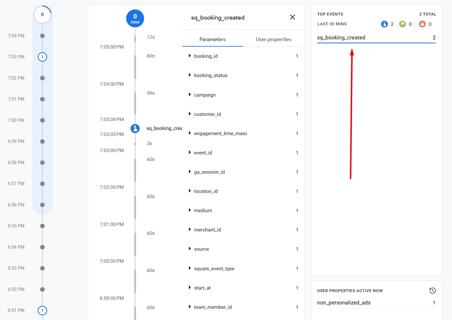 Square booking conversions in Google Analytics 4